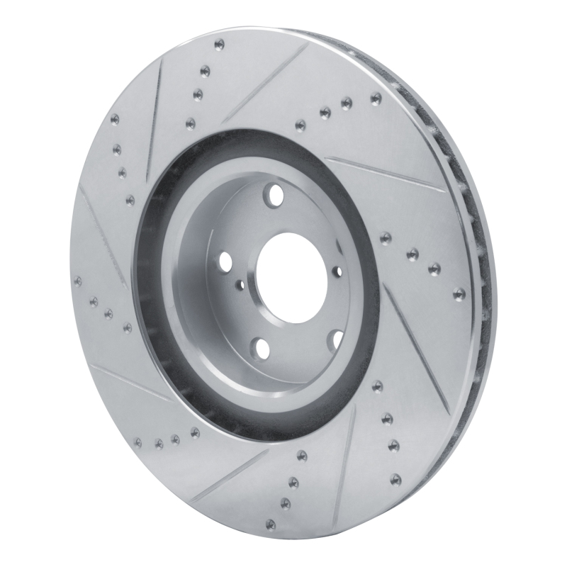 Lexus IS350 Brake Rotor (1) - Left Front - R1 Concepts - Drilled & Slotted - Silver - `09-`11